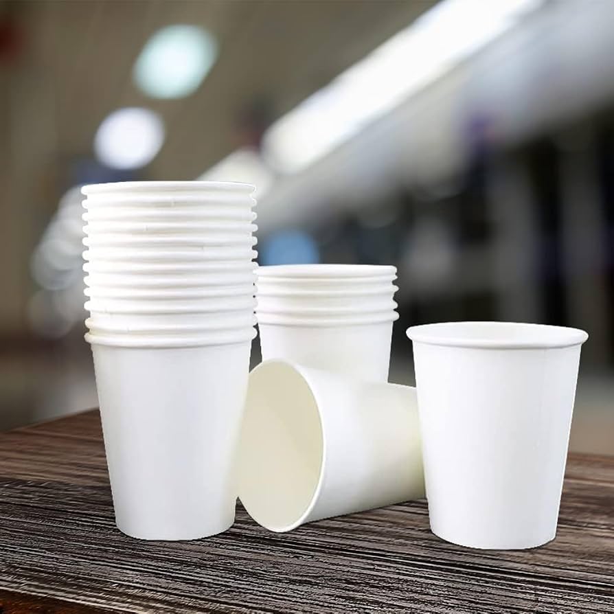 Disposable 6oz White Paper Cups 50 Pack | Hot & Cold Drinks