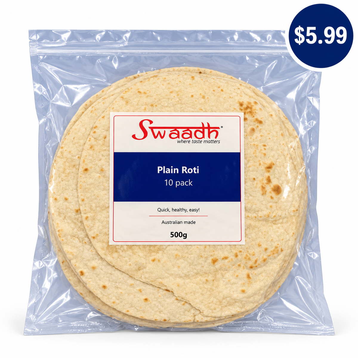 Swaadh Plain Roti 500g (10 Pack)