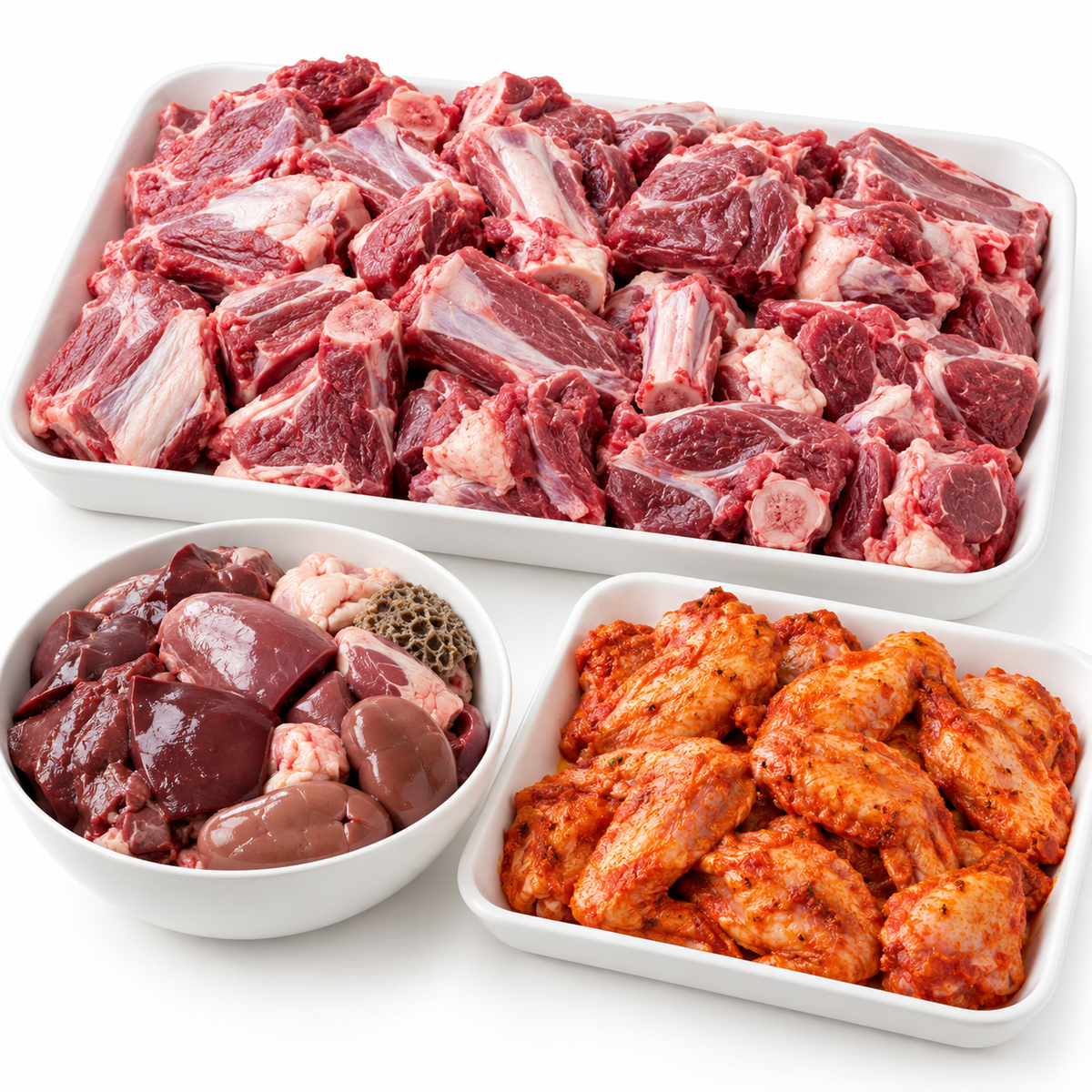 AI illustration of half goat package with offal and tandoori wings