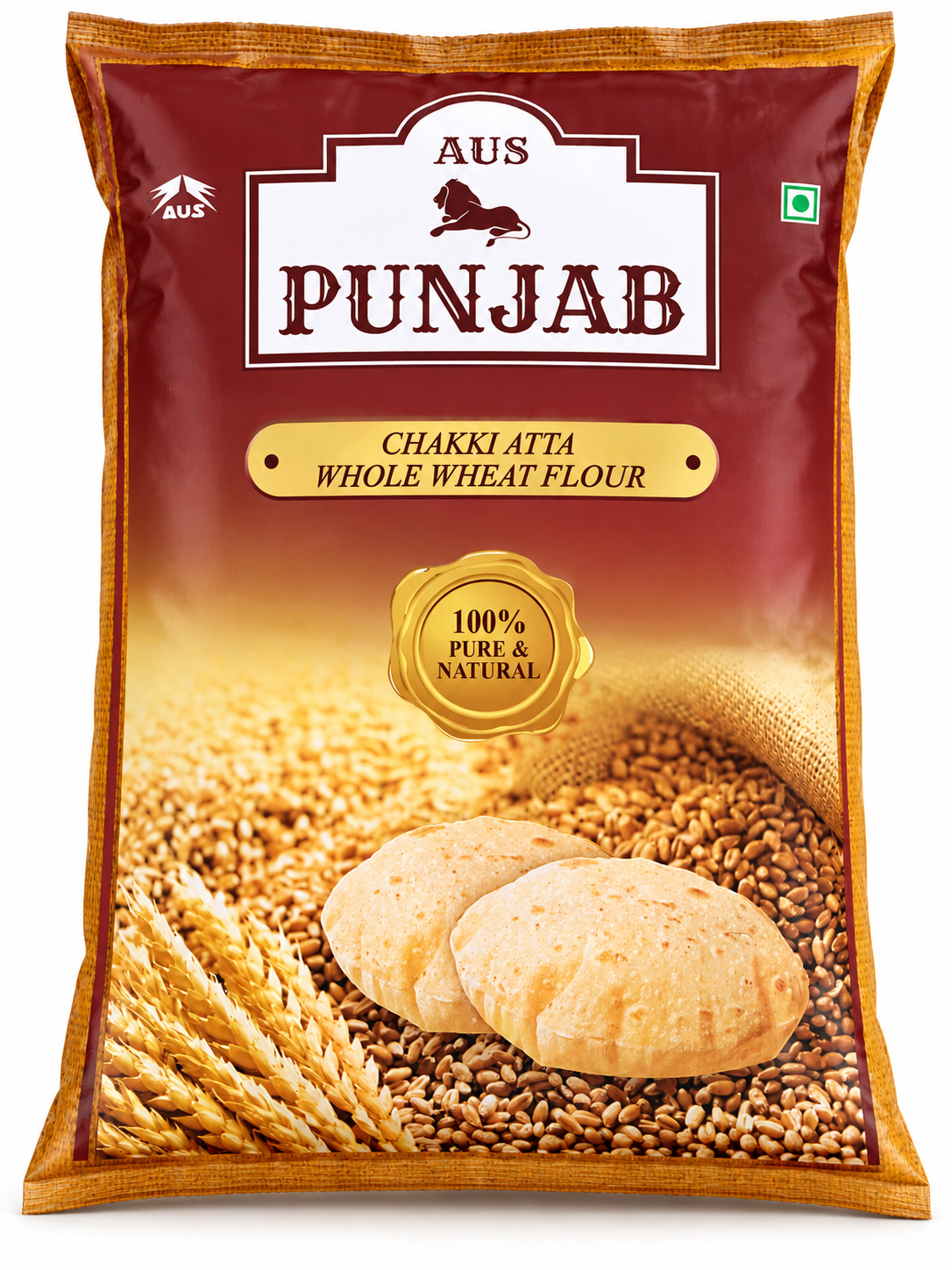 AUS Punjab Chakki Atta Whole Wheat Flour 10kg