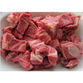Raw goat meat pieces on a white plate — representative image