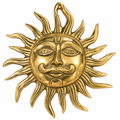 Heavy brass Surya sun wall hanging, 8 inch diameter