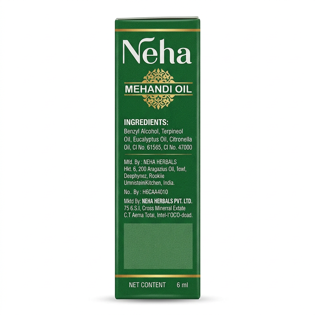 Neha Mehandi Oil side packaging