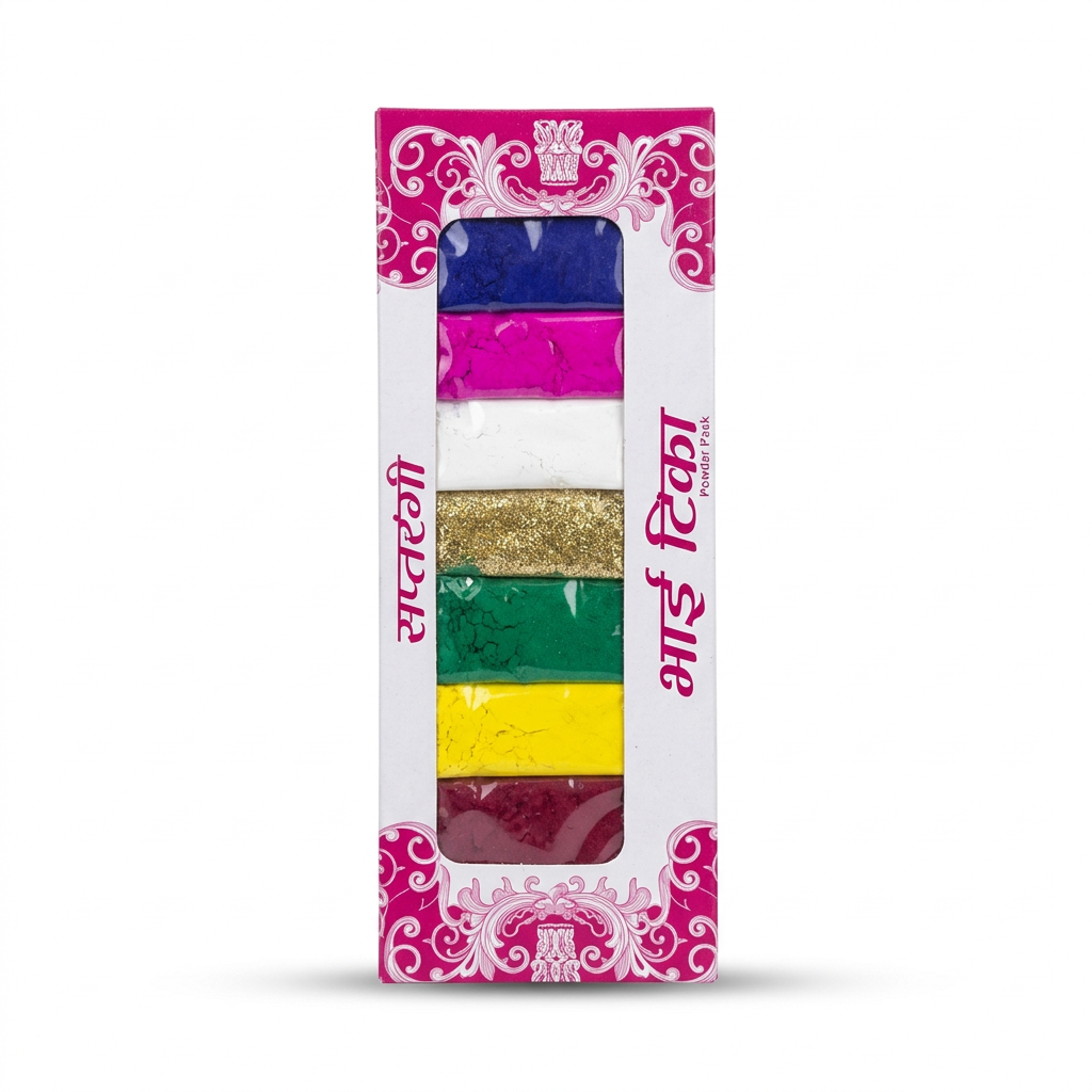 Bhai Tika multicolour powder set in decorative floral packaging