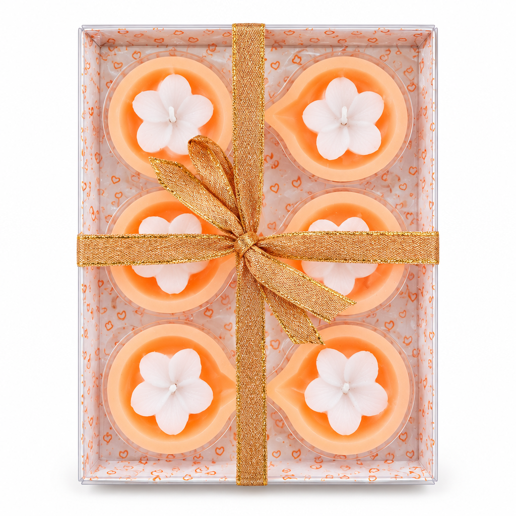 Peach Flower Candle Gift Set – 6 Piece
