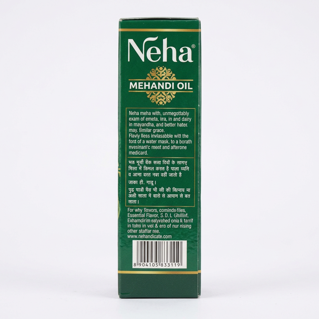 Neha Mehandi Oil rear packaging