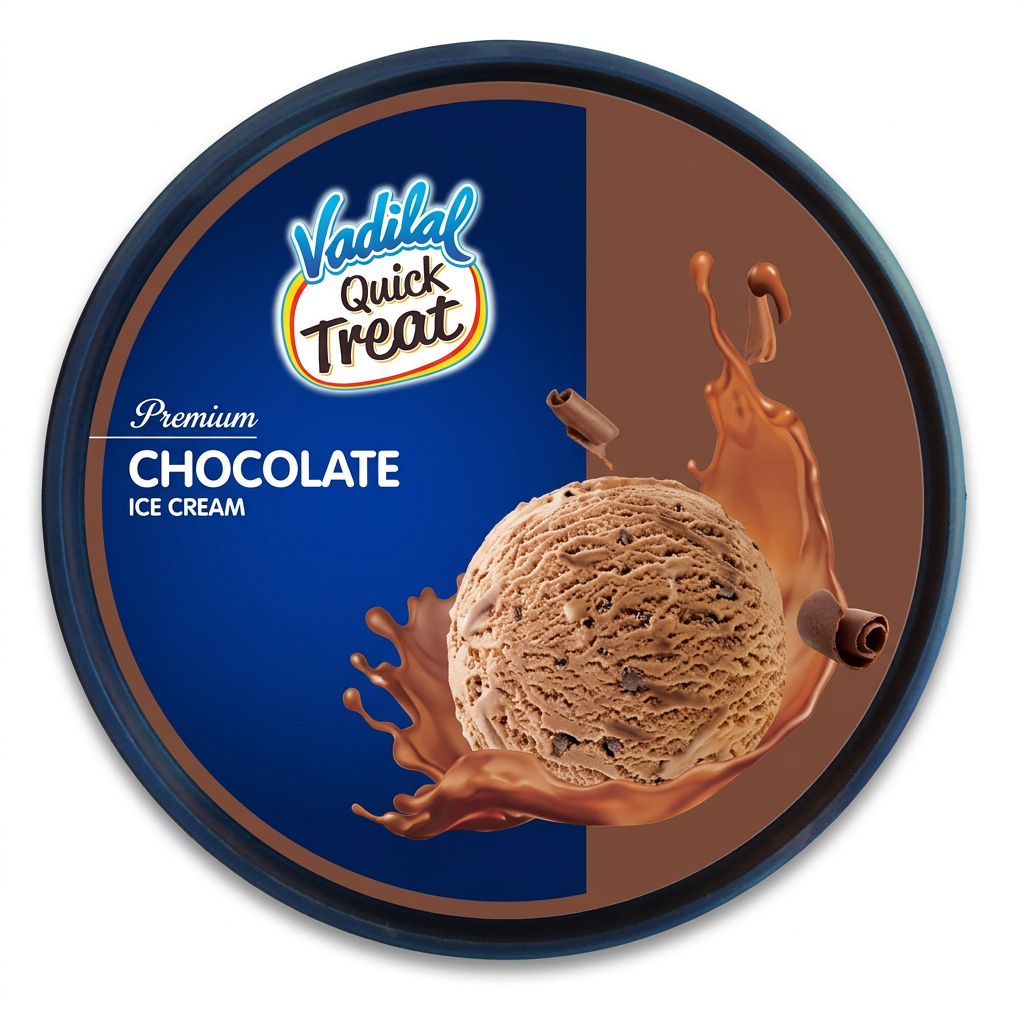 Vadilal Quick Treat Chocolate Ice Cream lid, top view