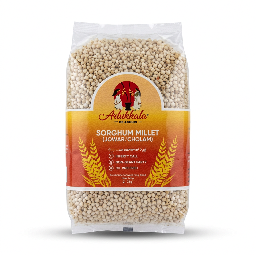 Sorghum millet packet on a white background