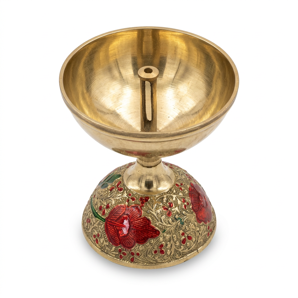 Brass Meenakari Akhandh Jyot Diya