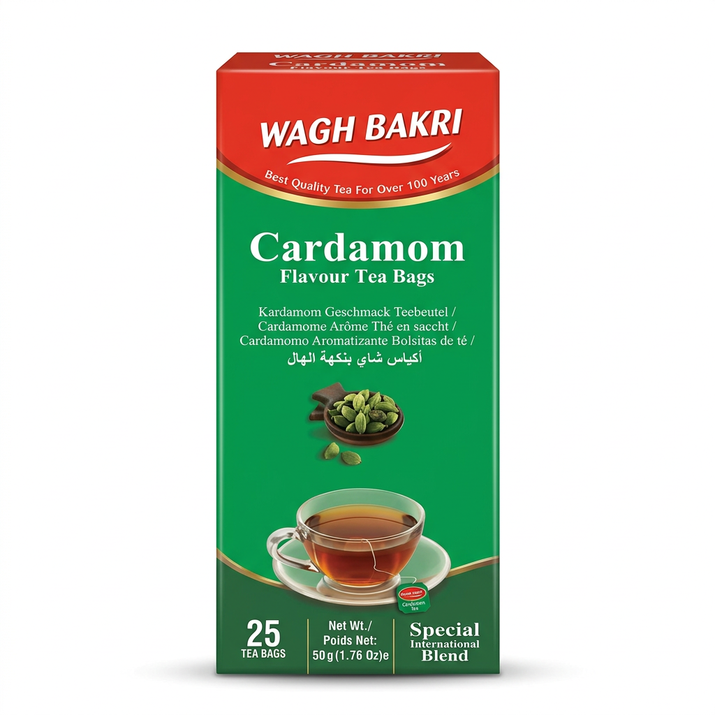Wagh Bakri Cardamom Flavour Tea Bags 25 Pack