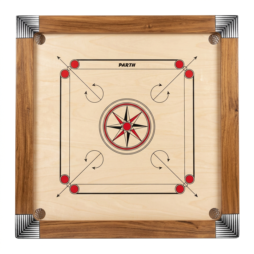 Parth Wooden Carrom Board ( with Coins, sticker anf powder)