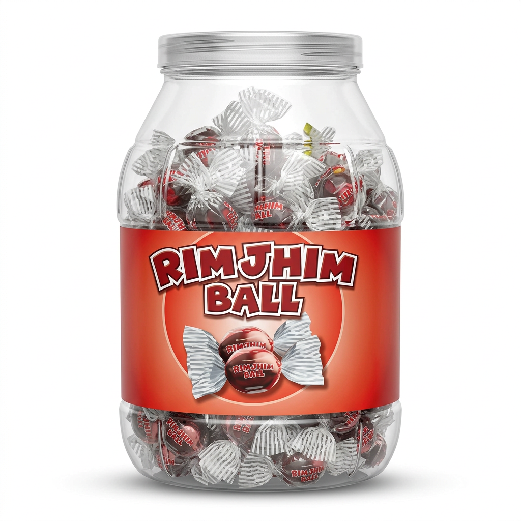 Rimjhim Ball candy jar on a white background