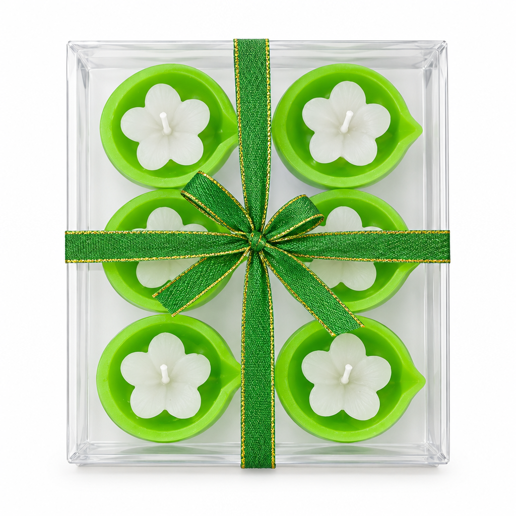 Green Flower Candle Gift Set – 6 Piece