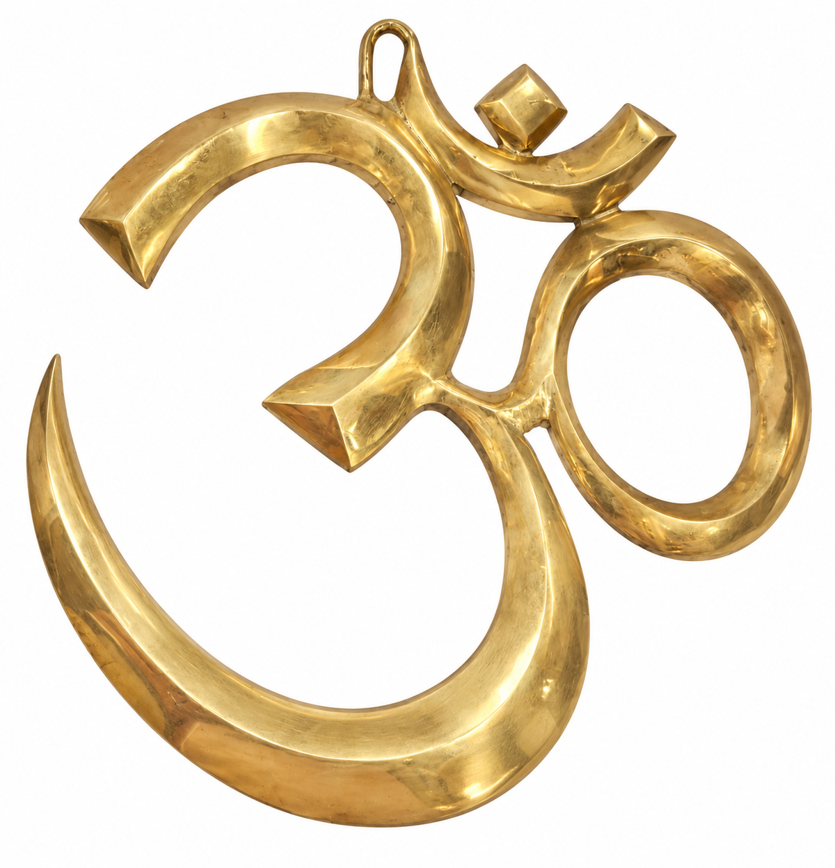 Large brass Om wall hanging, 12.5 inch diameter