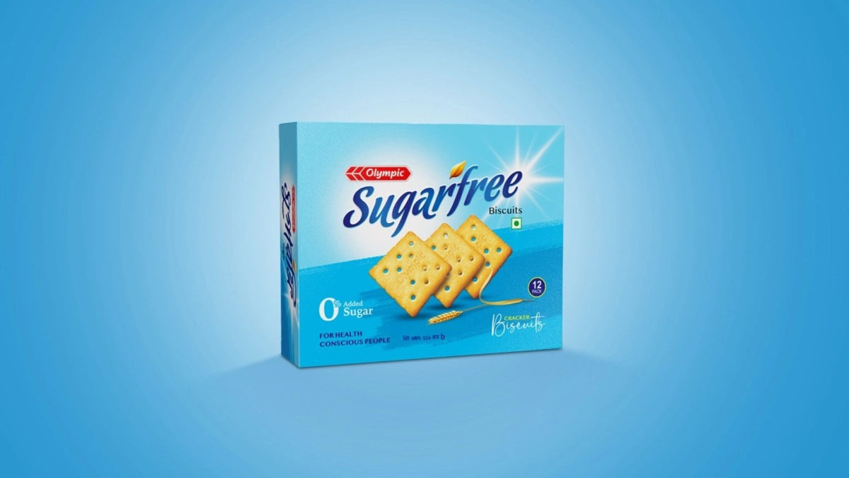 Olympic Sugarfree Biscuits 12 pack in blue packaging