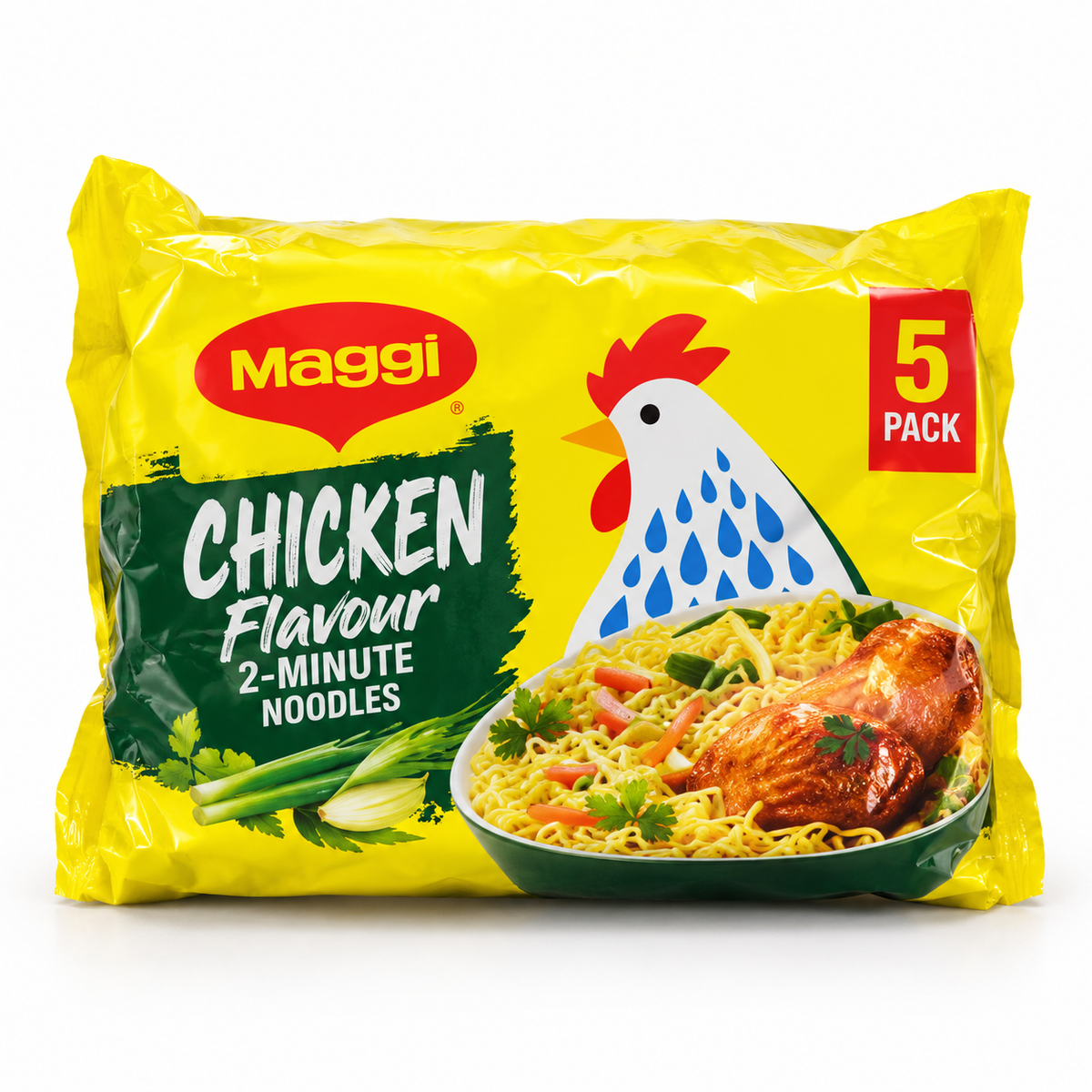 Maggi Noodle 2 Min Chicken 5 Pack — AI-refined from supplied shelf photo; packaging details may vary