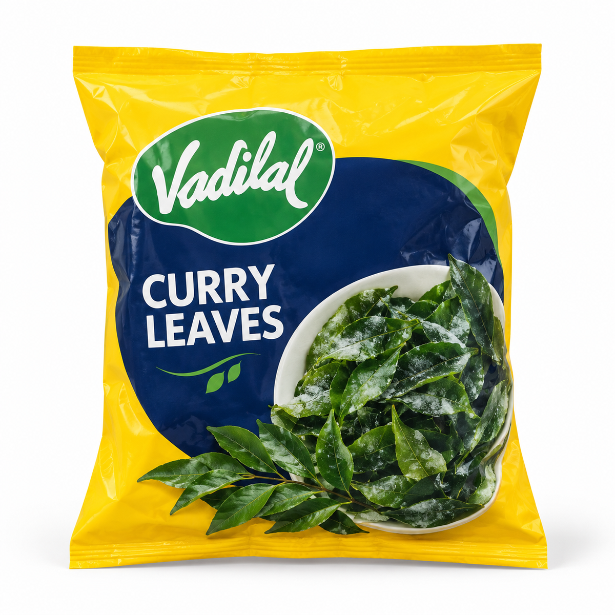 Curry Leaves Vadilal 100 g — AI-refined from supplied freezer photo; packaging details may vary