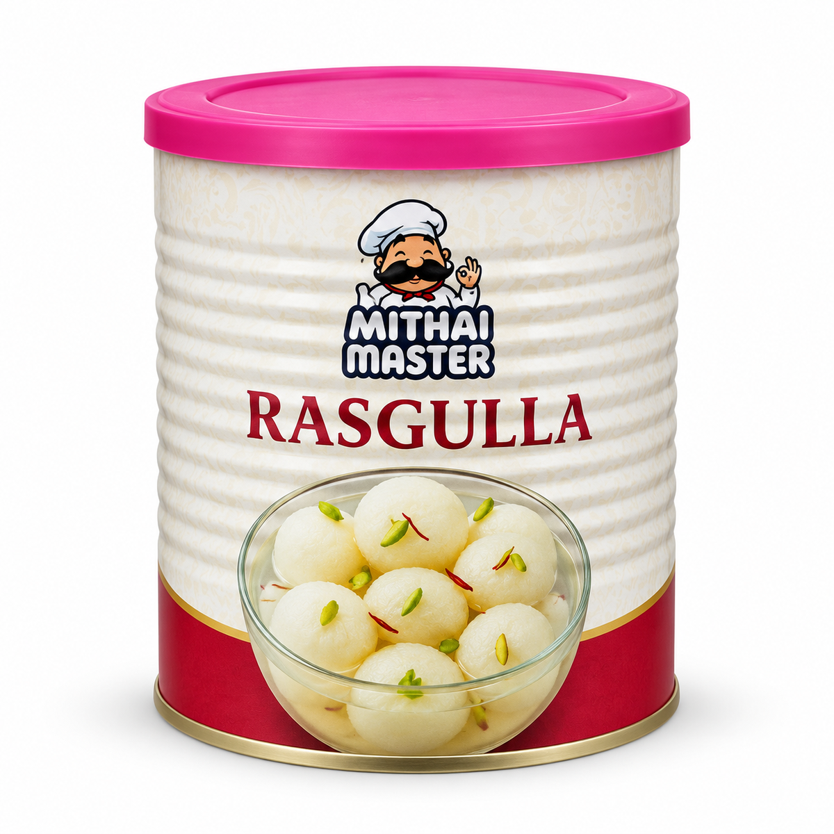 Mithai Master Rasgulla — AI-refined from supplied shelf photo; packaging details may vary