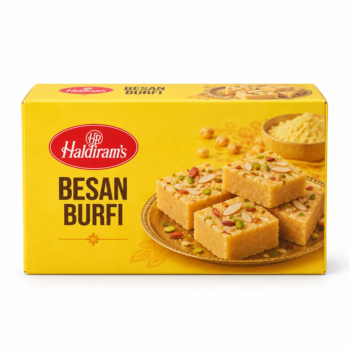 Besan Burfee Haldiram 360g — AI-refined from supplied freezer photo; packaging details may vary