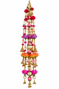 Pink Lotus & Gold-Tone Beaded Decorative Hanging – enhanced from display photograph