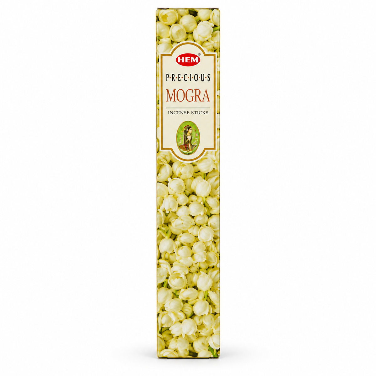 HEM Precious Mogra Incense Sticks 18g on white background