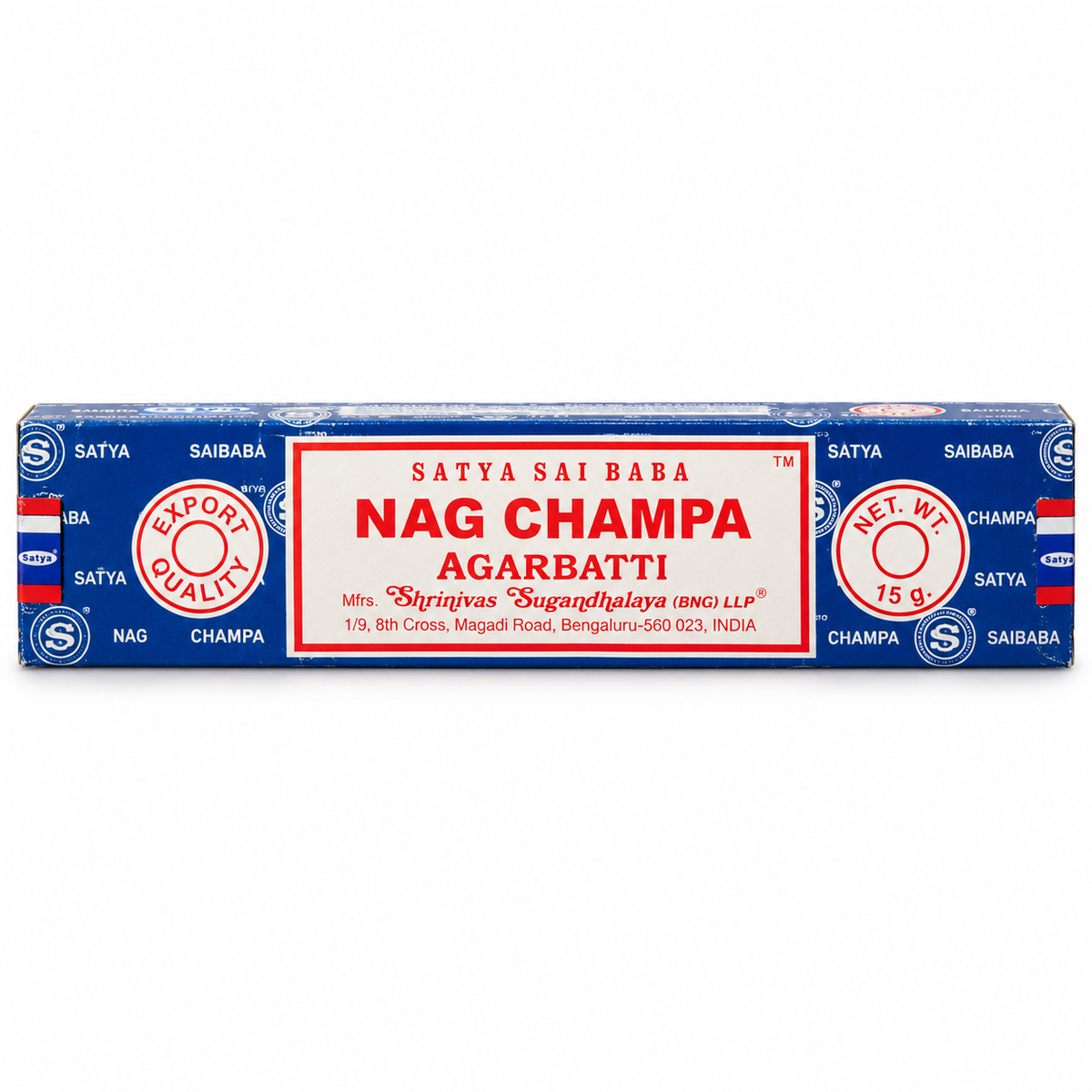 Satya Sai Baba Nag Champa Incense Sticks 15g on white background