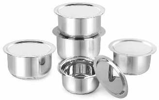 S/STEEL TOPES W/LIDS 5PC SET INDUCTION
