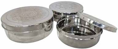 ROUND CONTAINERS 3PC SET - S/STEEL - LASERED