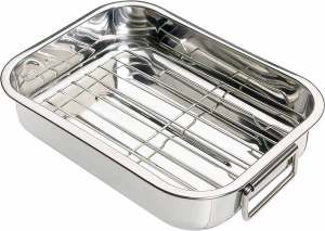 LASAGNA TRAY WITH RACK S/STEEL