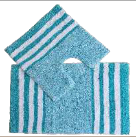 SPA COLLECTION 2PC BATH MATS STRIPE DESIGN 100% COTTON