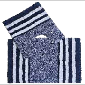 SPA COLLECTION 2PC BATH MATS STRIPE DESIGN 100% COTTON