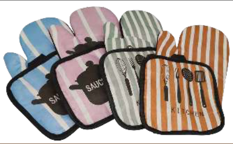 POT HOLDER & MITTEN SET (4 COL AVAILABLE)