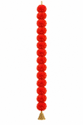 Red-Orange Marigold Style Flower String with Decorative Bell – enhanced from display photograph