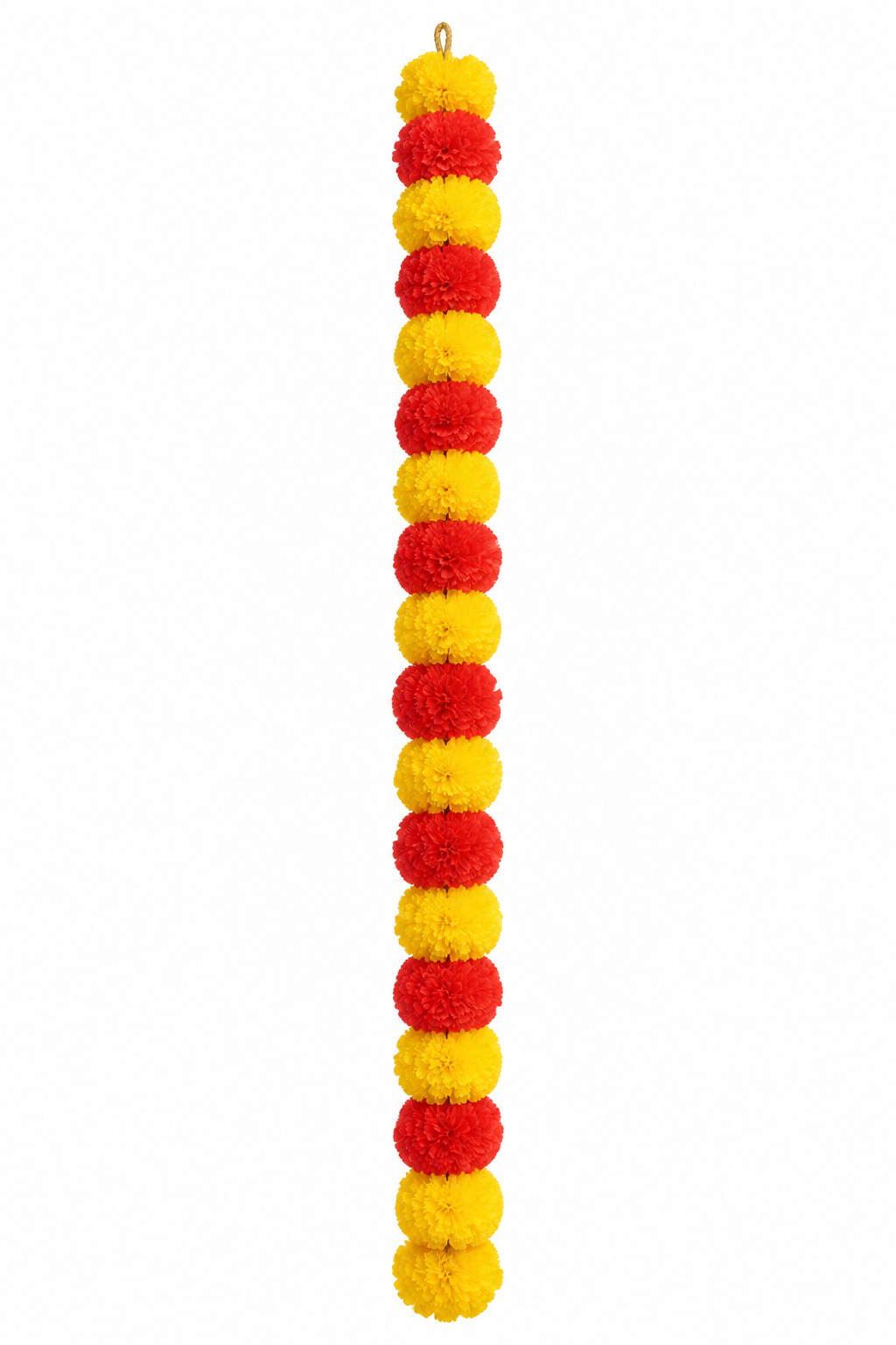 Red & Yellow Marigold Style Artificial Flower String – enhanced from display photograph