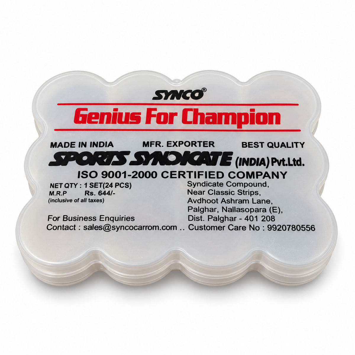 Synco Carrom Men Set – closed case